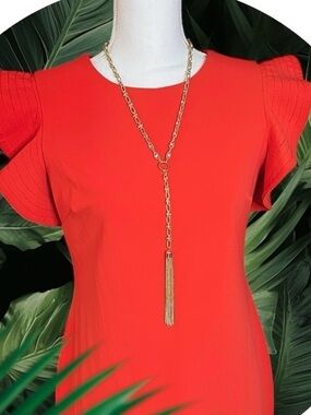 J. Crew Long Gold & Rhinestone Chain Link Y Necklace with Tassel